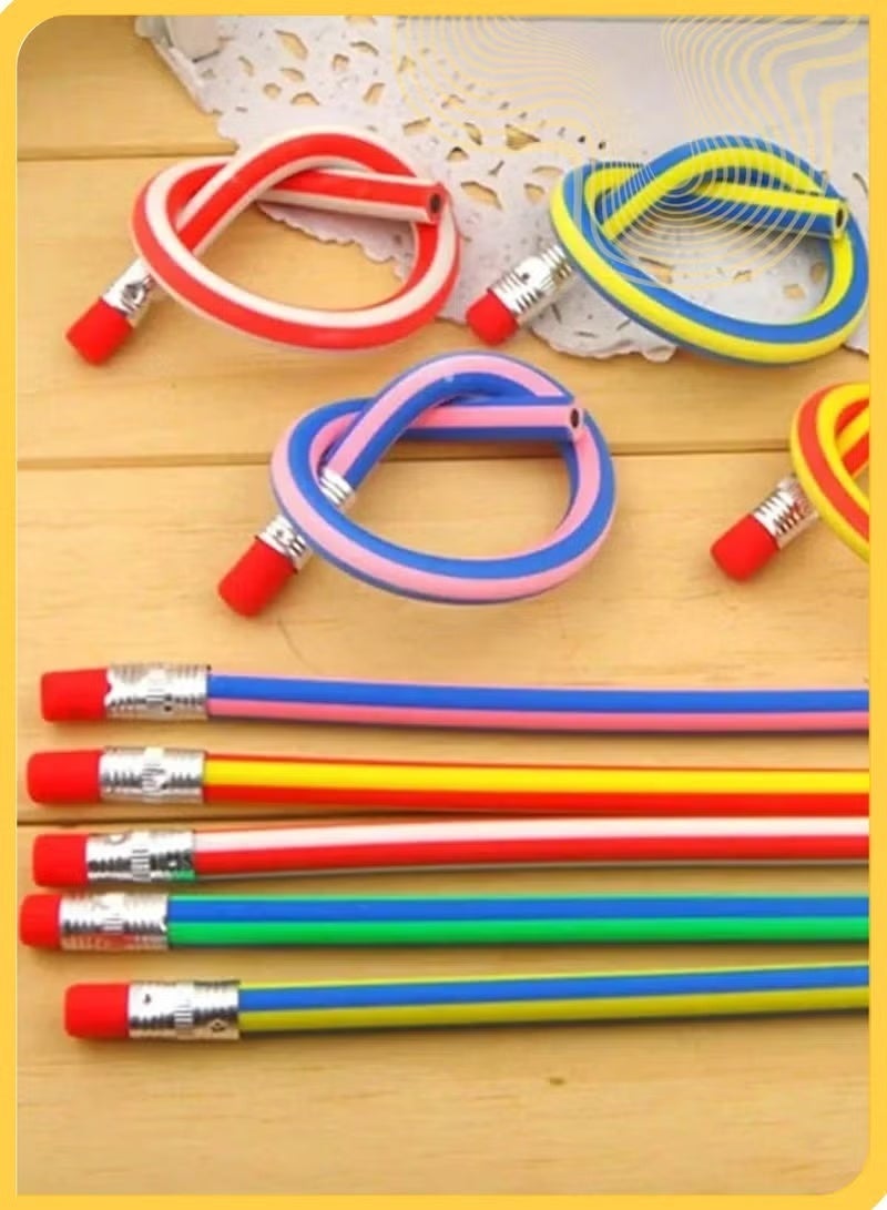 HPRT Flexible Bendy Pencils 25 Pack, Plastic Novelty Writing Tools With Erasers For Kids, School, Drawing, Party Bag Gifts (18 cm) - Image 4