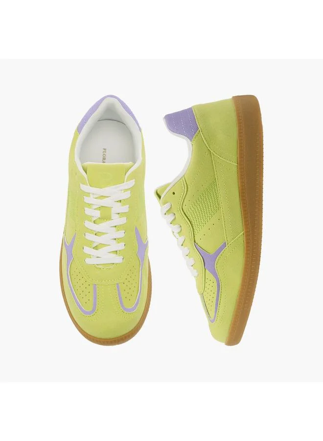 Flora Bella By Shoexpress Womens Textured Lace-Up Ankle Sneakers