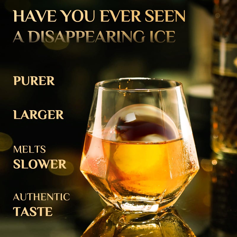 Unigul Clear Ice Cube Maker, 2.5" Stainless Steel Crystal Clear Ice Ball Maker, Non-BPA Premium Silicone Ice Cube Molds for Whiskey & Cocktails, Easy-Release Sphere Ice Maker, Bourbon Gifts for Men (1 PACK) - Image 3