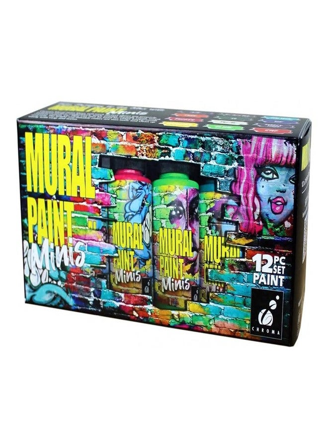 Chroma Acrylic Mural Paint for Interior and Exterior Murals - Lightfast, Mixable, Hard-Wearing Vibrant Pigment, Set Of 12 Minis (2896) - Image 1
