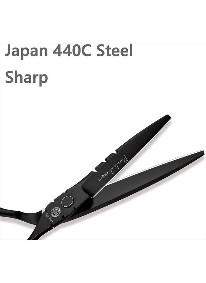 Purple Dragon - Professional Japan 440C Hair Salon Cutting Shear and Barber Thinning Scissor Hairdressing Shear Set with Bag - Image 1