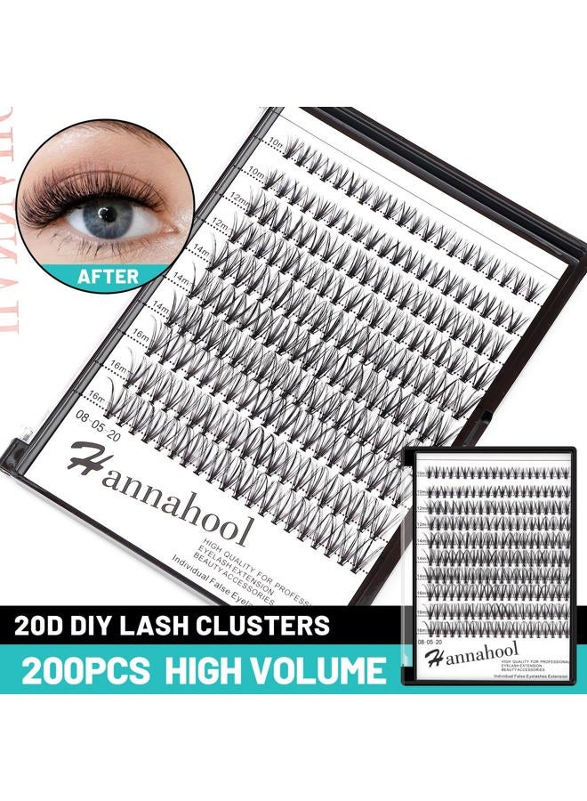 Hannahool 200Pcs 20Roots Individual False Lashes Mixed 8-10-12-14mm/9-11-13-15mm/10-12-14-16mm/16-18mm/18-20mm 0.07 Thickness Natural Cluster Lashes Makeup Volume Eye Lashes Extensions (10-12-14-16mm) - Image 3