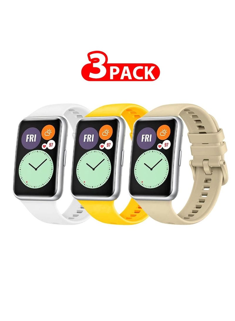 CATANES 3 Pack For Huawei Watch Fit 2 Silicone Bracelet Replacement Strap Multicolour 4(Only Compatible with Huawei Watch Fit 2) - Image 1