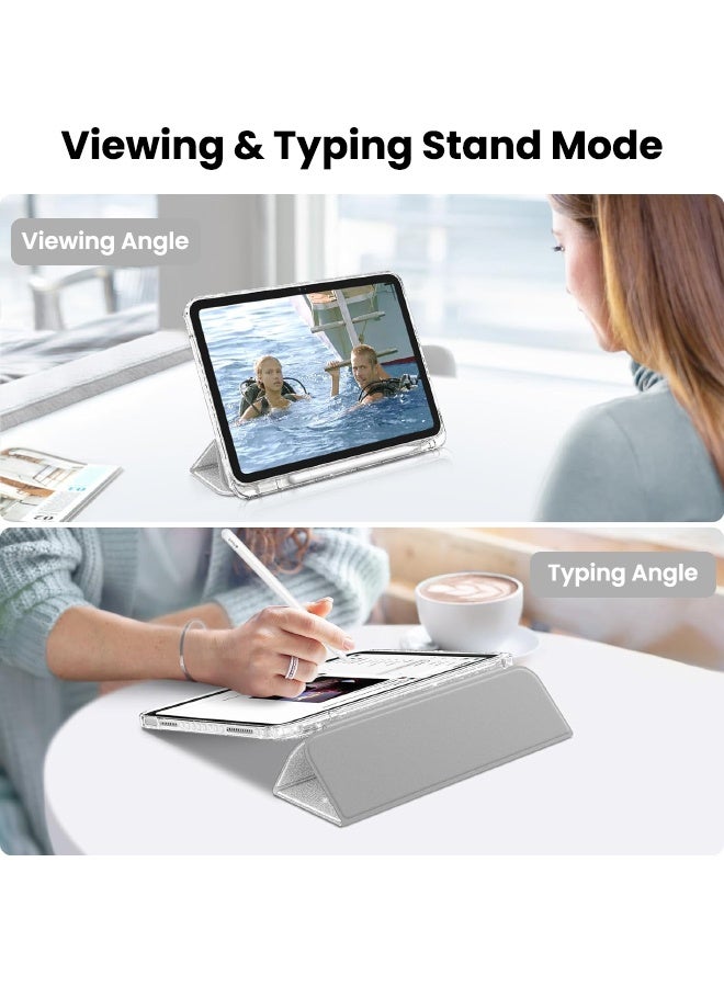 اس بي اف يا. حافظة رفيعة لجهاز iPad (A16) الجيل الحادي عشر 11 بوصة (2025) / iPad الجيل العاشر 10.9 بوصة (2022)، غطاء مقاوم للصدمات لامع براق مع غطاء خلفي شفاف لامع، حامل ثلاثي الطيات، حامل أقلام، خاصية الاستيقاظ التلقائي، رمادي - Image 5