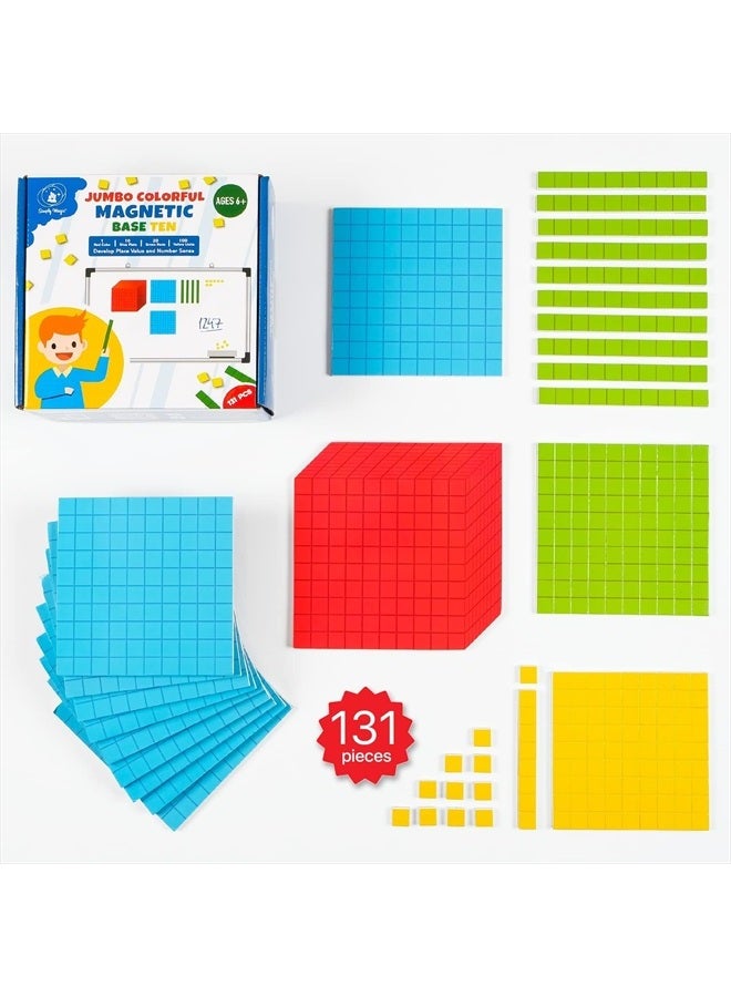 Simply magic 131 PCS Jumbo Magnetic Base Ten Blocks for Math, Place Value Blocks, Magnetic Base 10 Blocks Set for Teachers, Math Blocks for Counting, Counting Blocks, Magnetic Math Manipulatives K-3 - Image 1