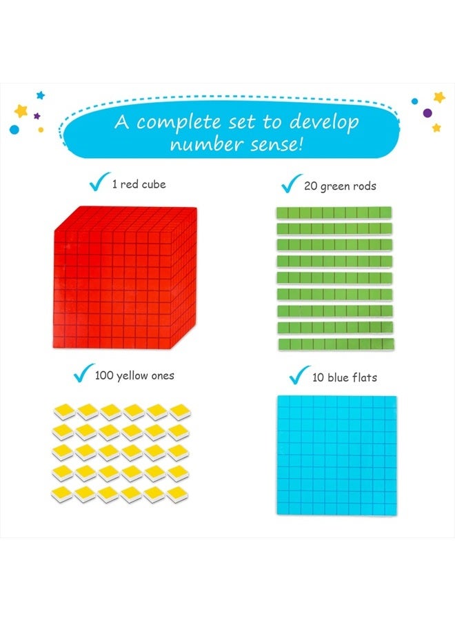 Simply magic 131 PCS Jumbo Magnetic Base Ten Blocks for Math, Place Value Blocks, Magnetic Base 10 Blocks Set for Teachers, Math Blocks for Counting, Counting Blocks, Magnetic Math Manipulatives K-3 - Image 3