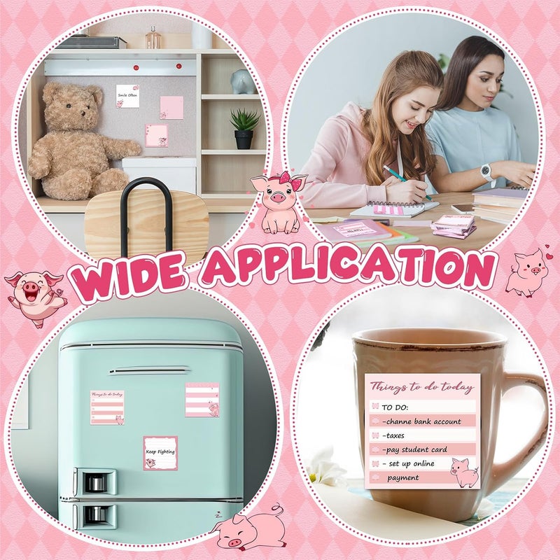 Saypacck 9 Pads Cute Sticky Notes Cartoon Animal Self Stick Notepads 3x3 Inches Notes Adhesive Memo Pad Office Decor Gifts for Students School Office Meeting (Pig) - Image 5