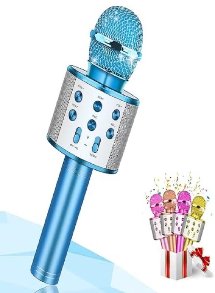 Wireless Microphone, Toy for 3-12 Years Old Children, Karaoke Gift (Blue) - Image 1
