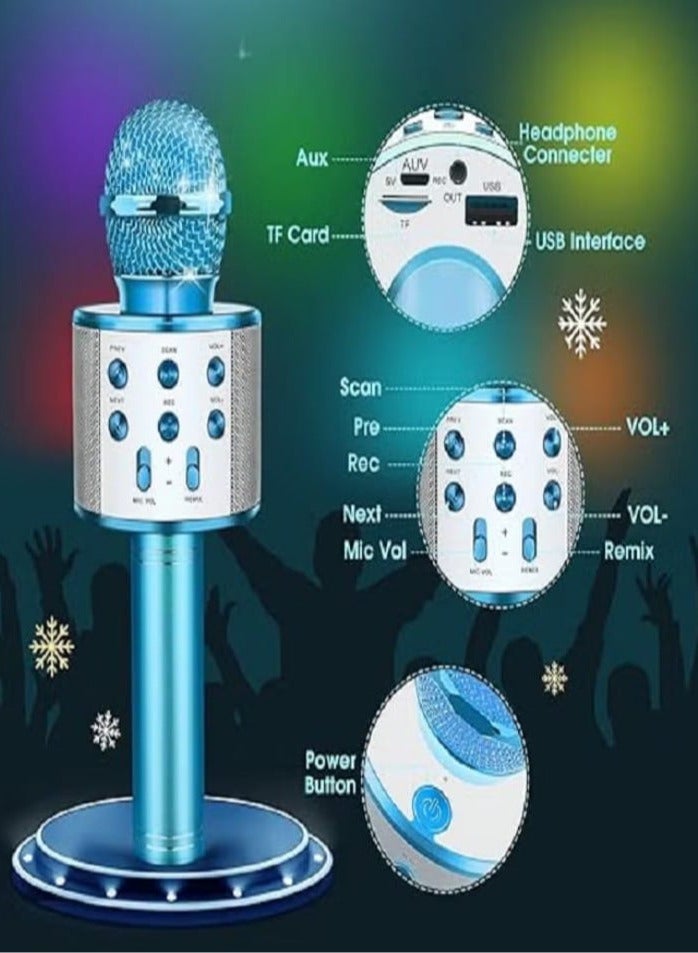 Wireless Microphone, Toy for 3-12 Years Old Children, Karaoke Gift (Blue) - Image 2