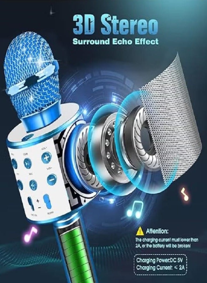 Wireless Microphone, Toy for 3-12 Years Old Children, Karaoke Gift (Blue) - Image 3