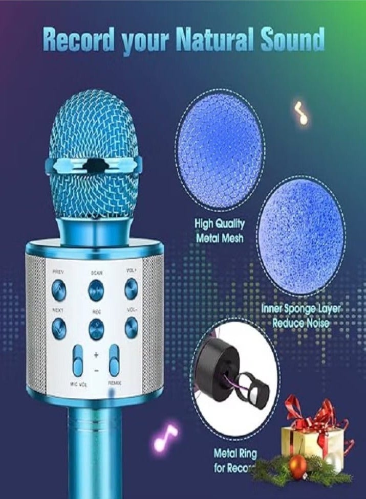 Wireless Microphone, Toy for 3-12 Years Old Children, Karaoke Gift (Blue) - Image 5