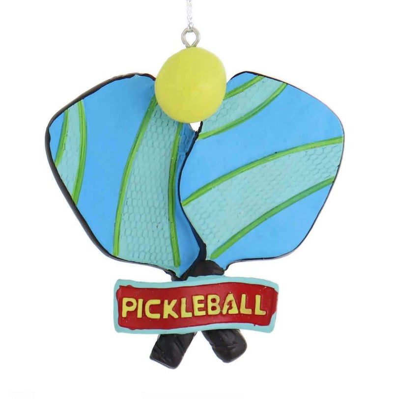 Midwest Products Bright Blue Green Pickle Ball Racket Ball 375 inch Resin Decorative Christmas Ornament 