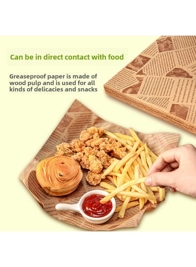 Food Oil-proof Paper Snack Pad Paper Baking Oil Paper Hamburger Paper Wrapping Paper Silicone Oil Paper French Fries American Oil-proof Paper Pad-Color:100 Sheets/bag-Specifications:White Greasy Paper 22*22cm