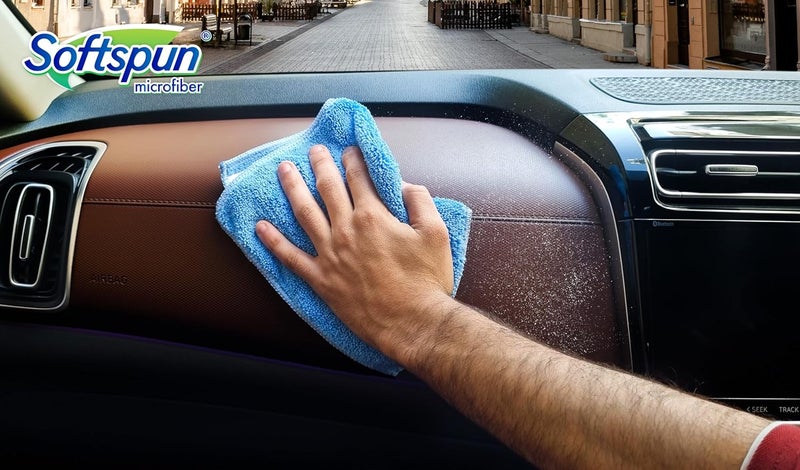SOFTSPUN Microfiber Chenille & Glass Cloth Mitt 1 Piece Combo 1700 GSM Sky Blue Multipurpose Super Absorbent and Perfect Wash Clean with LintScratch Free Cars Window Kitchen Home Dusting. - Image 5