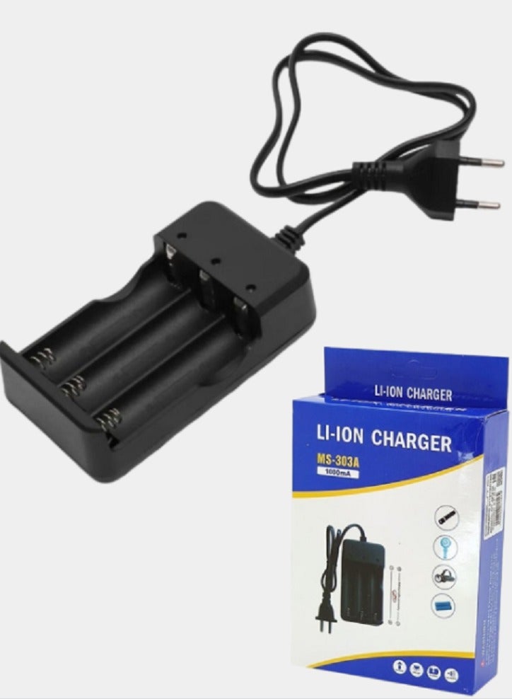 شاحن رئيسي MS-303A لبطاريات ليثيوم ايون 18650، 3 مقابس، 220 فولت - Image 1