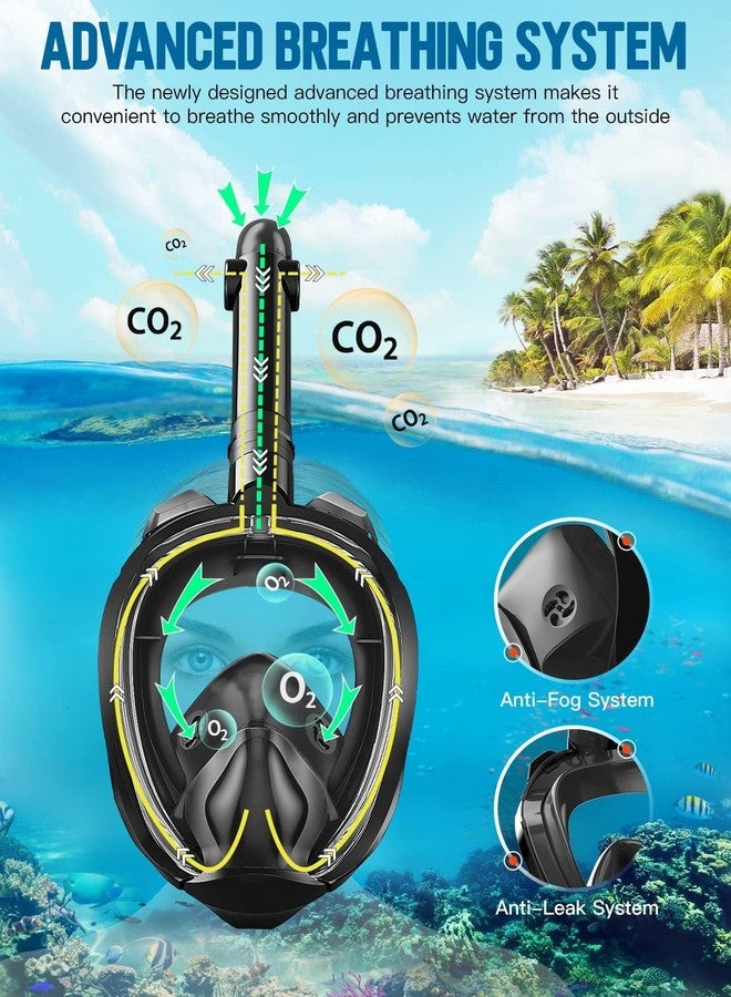 Zenoplige Full Face Snorkel Mask for Adults, 185° Panoramic Anti-Fog Snorkeling Gear with Dry Top System & Camera Mount, Foldable Anti-Leak Design for Travel, Swimming & Ocean Snorkeling - Image 3