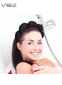 Unique Sponge Spa Headband For Women, Big Spa Hairband For Washing Face, Face Skincare Makeup Headband, No Slip Thick Hair Hoop For Spa For Makeup Removal, Black  - Image 4