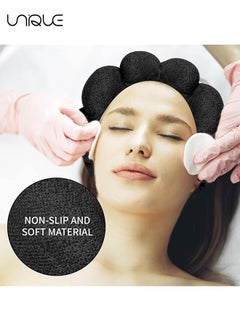 Unique Sponge Spa Headband For Women, Big Spa Hairband For Washing Face, Face Skincare Makeup Headband, No Slip Thick Hair Hoop For Spa For Makeup Removal, Black  - Image 3