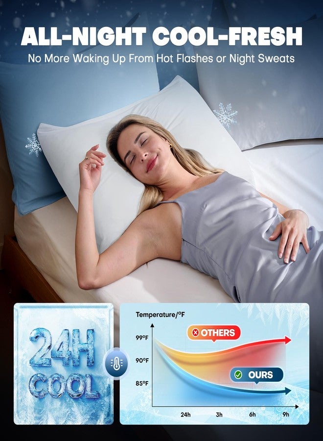 Rifens Cooling Pillowcases for Hot Sleepers Set of 2, Soft & Smooth (White, King) - Image 3