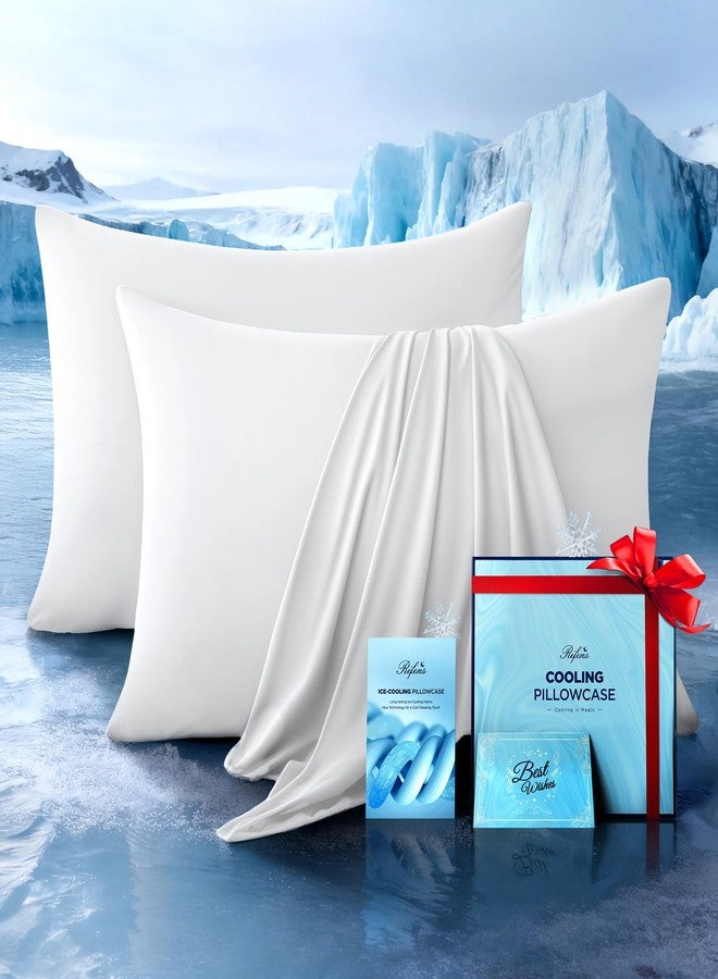 Rifens Cooling Pillowcases for Hot Sleepers Set of 2, Soft & Smooth (White, King) - Image 1