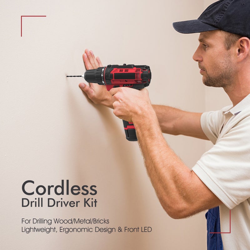Cordless Drill Driver Kit: 12V 280In-lb Torque 18+1 Clutch, 3/8 Keyless Chuck Forward Reverse Control - Lightweight Ergonomic Design With Front LED, Power Drill Set for Household Reconstruction DIY Ha - Image 4