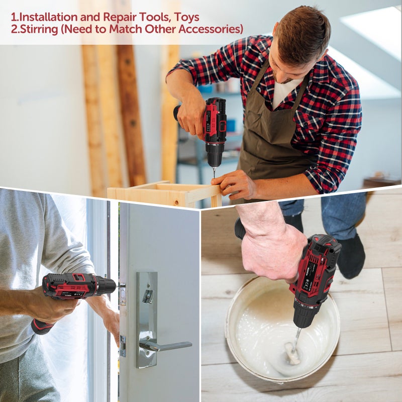Cordless Drill Driver Kit: 12V 280In-lb Torque 18+1 Clutch, 3/8 Keyless Chuck Forward Reverse Control - Lightweight Ergonomic Design With Front LED, Power Drill Set for Household Reconstruction DIY Ha - Image 3