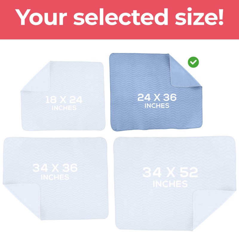 Utopia Bedding Washable Underpads 24" x 36" (Pack of 4), Waterproof Reusable Heavy Absorbency Incontinence Bed Pads for Adults, Kids, Elderly and Pets, Bedwetting Pads for Sofa and Couch (Blue) - Image 4