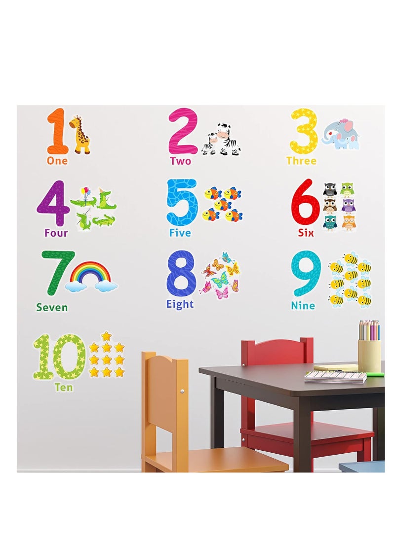 Outus Number wall decals children number stickers alphabet ABC wall decals peel and stick animal number wall stickers educational classroom stickers for kids nursery bedroom living room playroom decorations  - Image 1