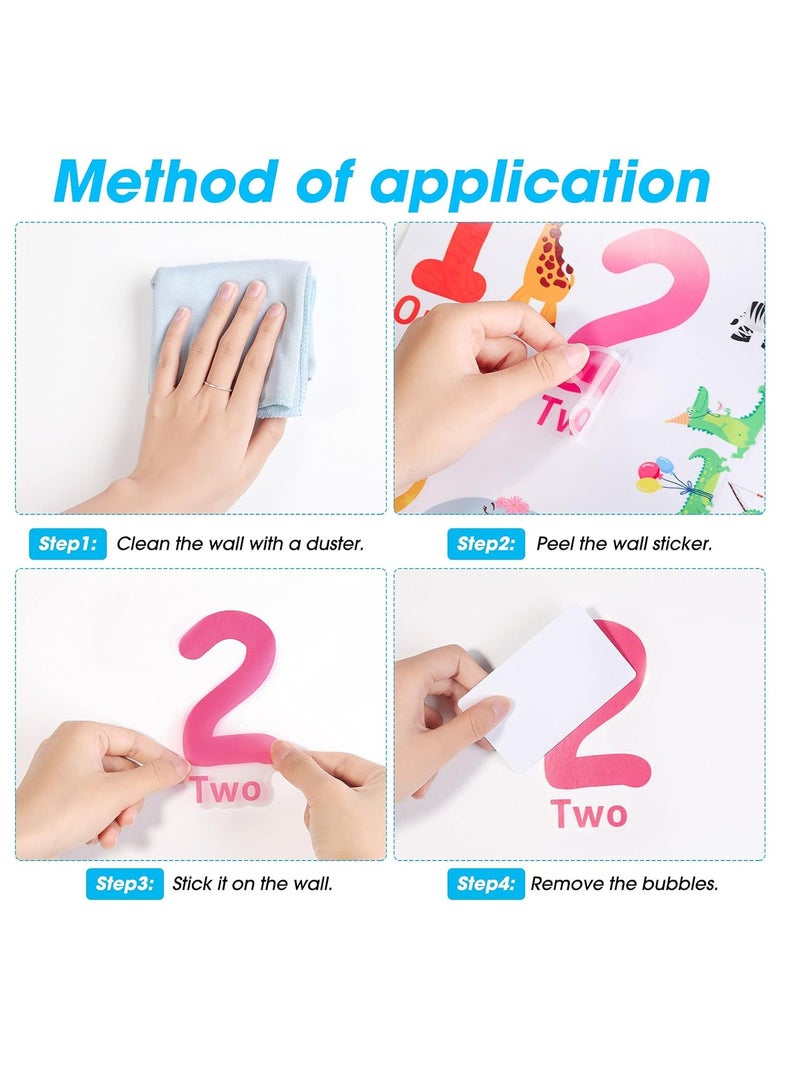 Outus Number wall decals children number stickers alphabet ABC wall decals peel and stick animal number wall stickers educational classroom stickers for kids nursery bedroom living room playroom decorations  - Image 4