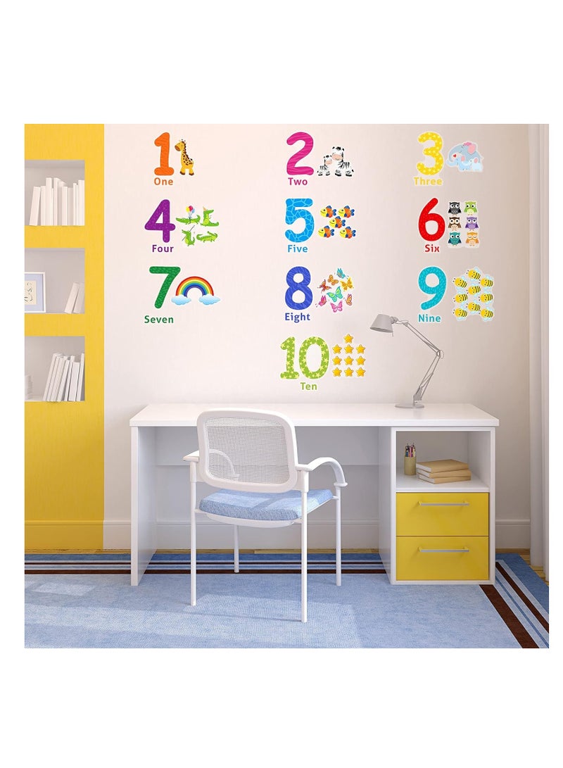 Outus Number wall decals children number stickers alphabet ABC wall decals peel and stick animal number wall stickers educational classroom stickers for kids nursery bedroom living room playroom decorations  - Image 5