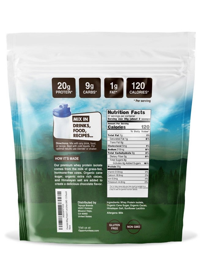 Opportuniteas Grass Fed Chocolate Whey Protein Isolate Powder - 20g Protein Powder Without Artificial Sweeteners, Hormone-Free Cows, Non GMO - 2.5lb - Image 2