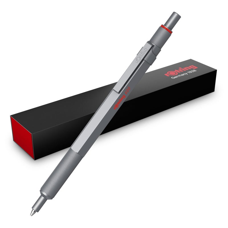 Rotring 600 Gel Pen 055 mm Black Ink Silver Metal Body Pen NonSlip Knurled Grip Hexagonal Barrel Refillable - Image 2