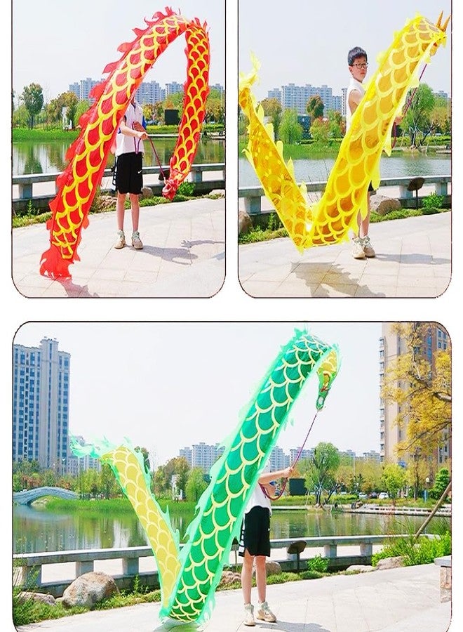 DSJUGGLING Lightweight Dragon Poi Set with 3D Head & Swing Rope for Beginners, Flowy Green Dragon Ribbon Streamer - Golden Green, 9.8 FT (3M) - Image 4