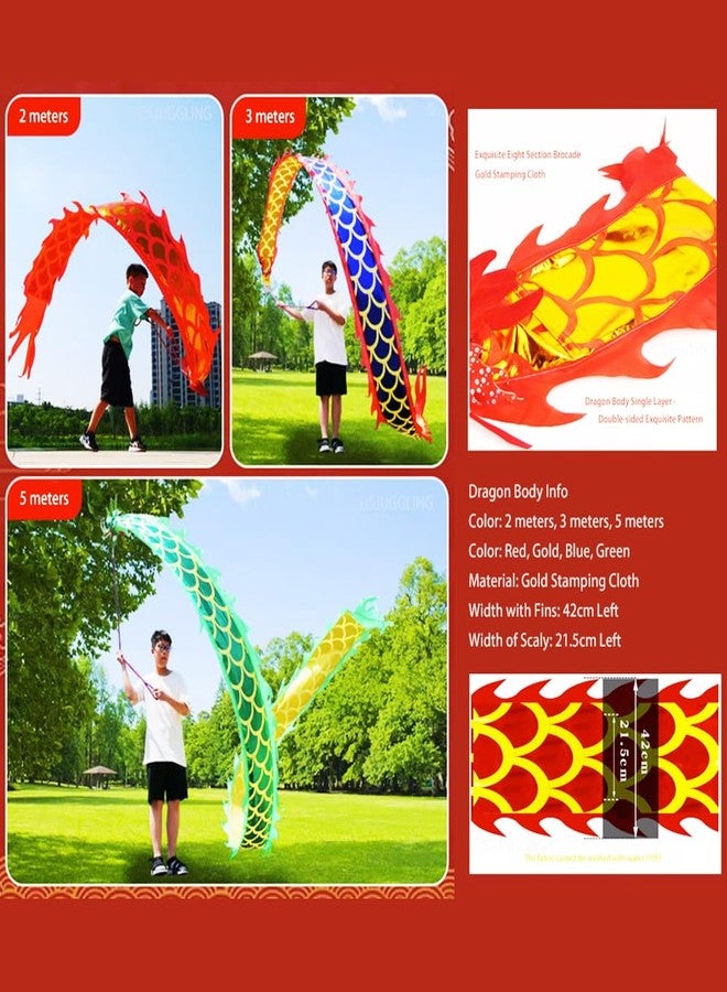 DSJUGGLING Lightweight Dragon Poi Set with 3D Head & Swing Rope for Beginners, Flowy Green Dragon Ribbon Streamer - Golden Green, 9.8 FT (3M) - Image 5