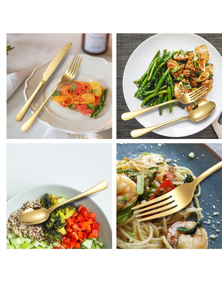 Bluejw 24-Piece Stainless Steel Tableware Set Knife Fork Spoon Set With Storage Rack Housewarming Gift Birthday Gift - Image 3