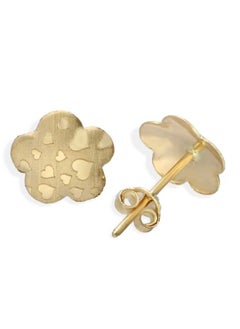 Gold Flower Shaped Stud Earrings 18KT - FKJERN18KU3050
