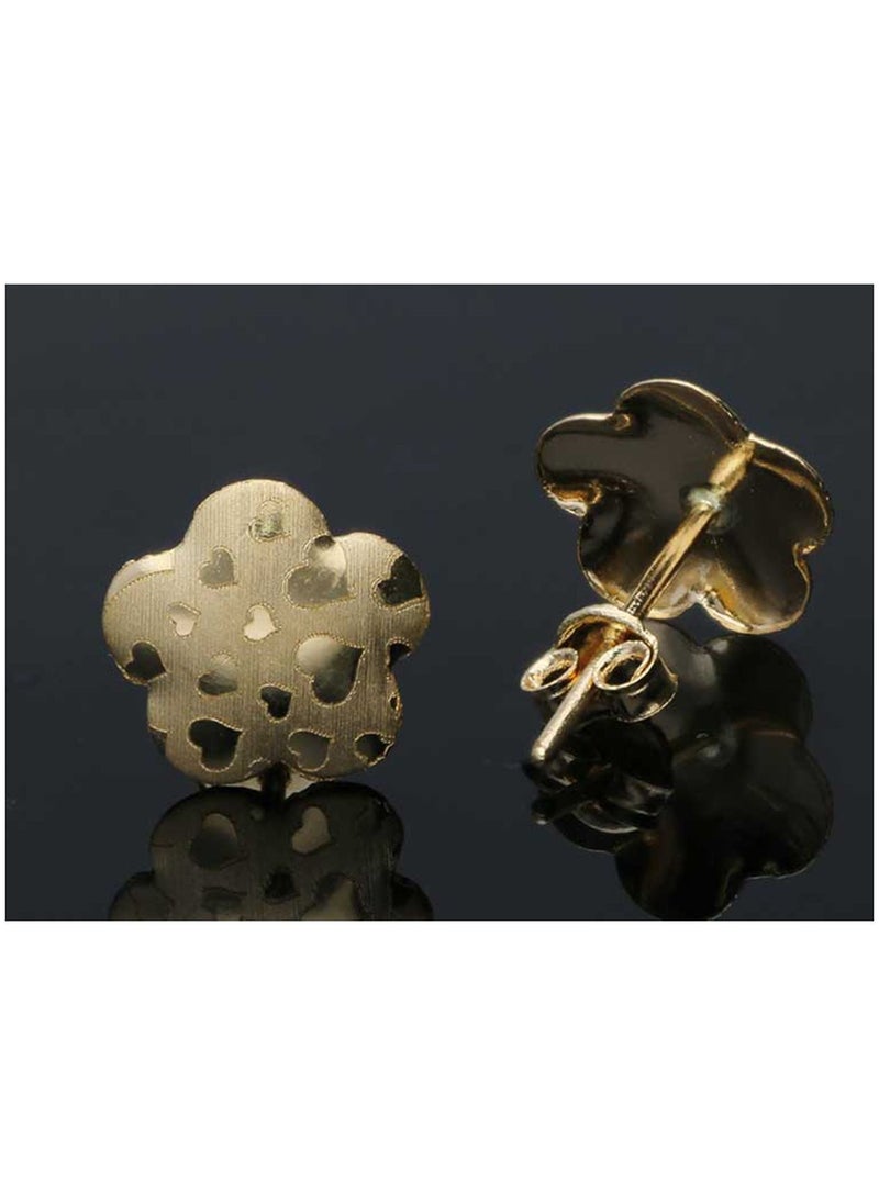 FK Jewellers - Gold Flower Shaped Stud Earrings 18KT - FKJERN18KU3050 - Image 1