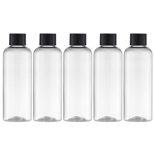 Tekson Plastic Travel Bottles 34 oz Travel Size Containers for Shampoo Empty Mouthwash Bottles with Black Screw Cap 100ml Clear - Image 1