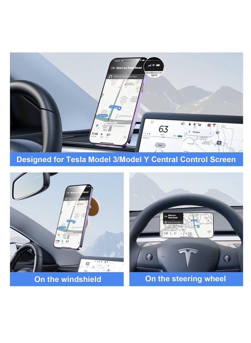 SYOSI حامل هاتف للسيارة، حامل سيارة مغناطيسي قابل للتعديل، دوران حر 360 درجة، قابل للطي لسيارة Tesla Model 3 X Y S، حامل هاتف لهاتف iPhone 12 13 14 وهواتف أخرى - Image 3