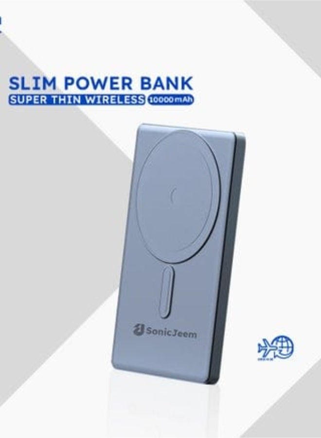 Sonic JEEM SJ501B 10000mAh Wireless Slim Power Bank 20W PD Fast Charging with 15W Magnetic Wireless Charging - Image 1