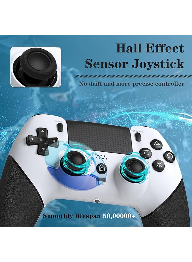 Wireless Controller For Ps4 Pro Slim With Hall Joystick Built In Speakers Precise Joysticks Turbo Advanced Buttons Programming 1000Mah Rechargeable Battery (T48 White) - Image 4