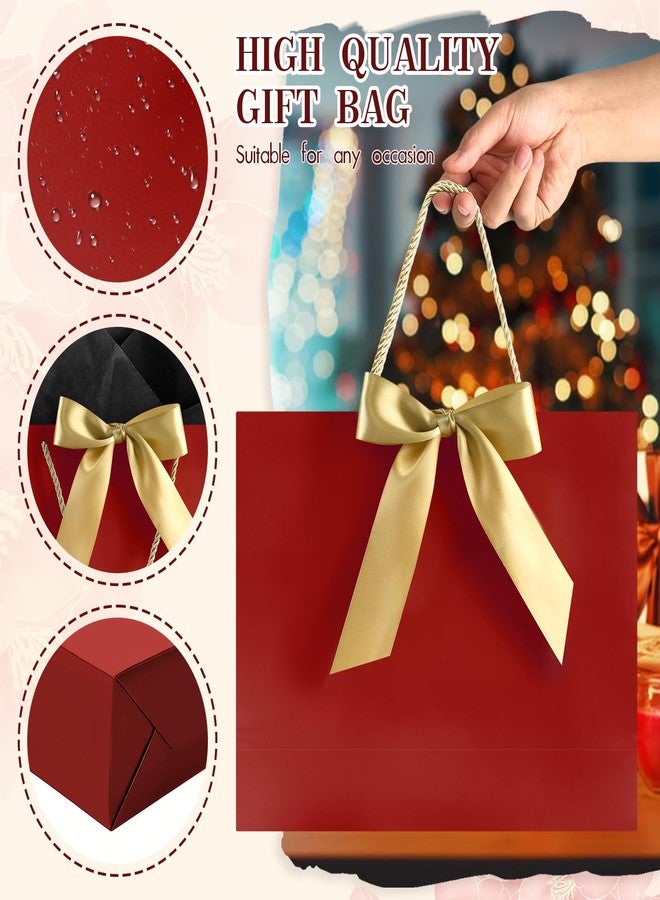 YoungTree Gift Bag with Tissue Papers and 1 Greeting Card Ribbon, Portable Paper Birthday Gift Bag with Handles, Elegant Present Bags for Valentines Day Wedding Engagement Party Supplies (Red) - Image 5