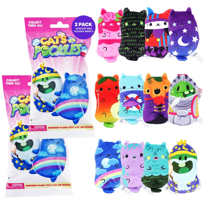 Cats vs Pickles 2pk Mystery Bags Fuchsia Wave Bean Filled Plushies Stocking Stuffers Blind Bags for Girls and for Boys Sensory Friendly Surprise Bean Collectibles for Kids Adults 2Pack - Image 2