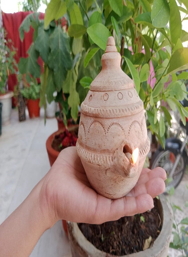 RUKDA Pokaran Pottery Magic Handmade Clay Lamp for Pooja | Handcrafted Natural & Eco-Friendly Mitti Mud Diya/Deepam (Standard) - Image 3
