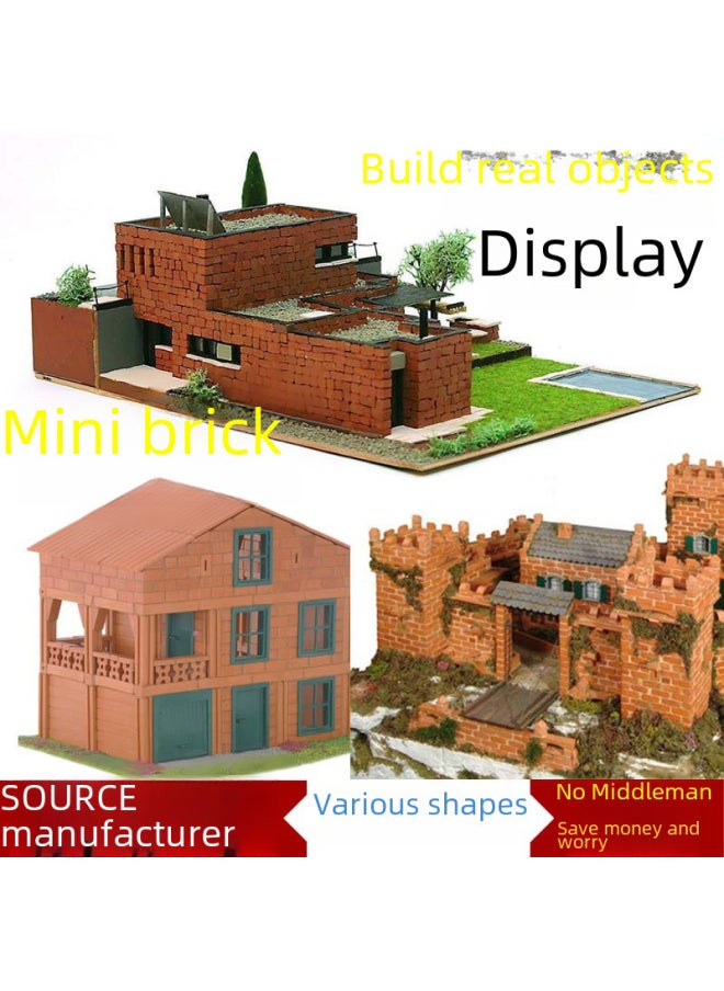 null - Miniature Building Blocks Model For Children's Diy Construction Toy Real Brick Tile Small House Architecture Handmade Toy-Color:U-shaped Tile Small - Image 1