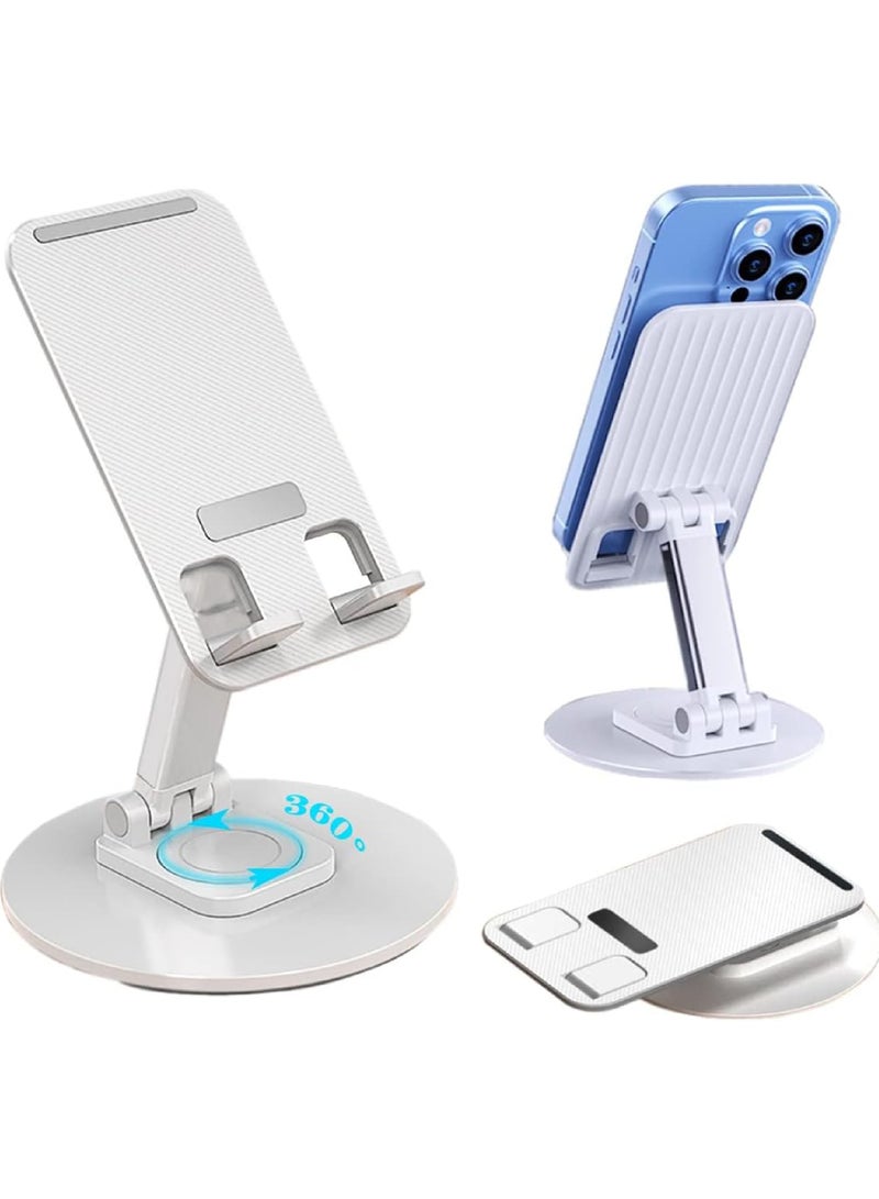 Rock Pow Phone Stand Holder for Desk Cellphone Stands Holders Desktop 360 Rotatable Height Adjustable Foldable Cell Phone Stand for Recording Charger Compatible with iPhone Samsung and Other Phone  - Image 1