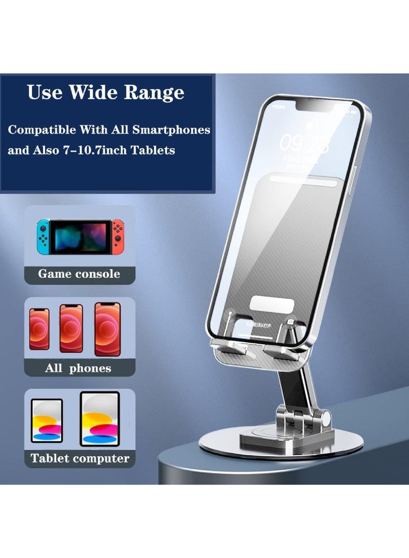 Rock Pow Phone Stand Holder for Desk Cellphone Stands Holders Desktop 360 Rotatable Height Adjustable Foldable Cell Phone Stand for Recording Charger Compatible with iPhone Samsung and Other Phone  - Image 2