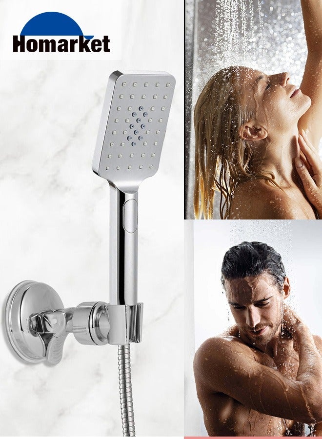HomarKet 2 Pack Adjustable Shower Head Holder, Bathroom Suction Cup Handheld Shower Head Bracket, Removable Handheld Showerhead & Wall Mounted Suction Bracket (Silver) - Image 2