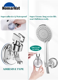 HomarKet 2 Pack Adjustable Shower Head Holder, Bathroom Suction Cup Handheld Shower Head Bracket, Removable Handheld Showerhead & Wall Mounted Suction Bracket (Silver)  - Image 5