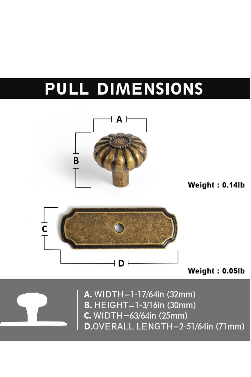 Goo-ki 6 عبوات من مقابض خزانة اليقطين النحاسية العتيقة - سبائك الزنك القديمة مع لوحة خلفية - درج 1.25 بوصة يسحب للمطبخ وخزانة الملابس - بدون بصمات الأصابع وسهلة التنظيف - عيد الهالوين ، ديكور المزرعة (بما في ذلك البراغي) - Image 5